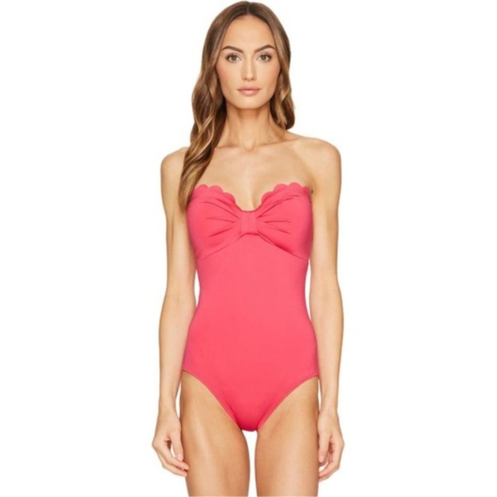 Kate Spade Scalloped Bandeau One-piece Swimsuit XL